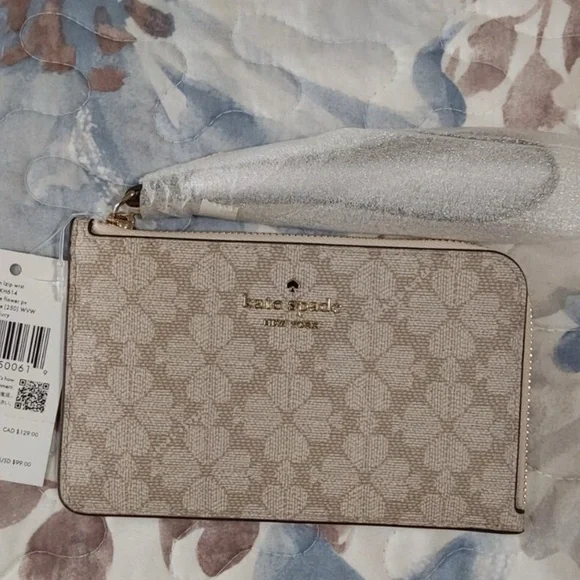 NWT Kate Spade Lucy Flower L-Zip Wristlet - Picture 5 of 12